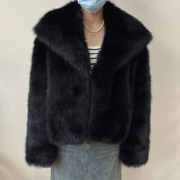 Women's Plus Size Winter Fur Coat Fox Large Lapel Loose Short Top Elegant Warmth for Cold Weather