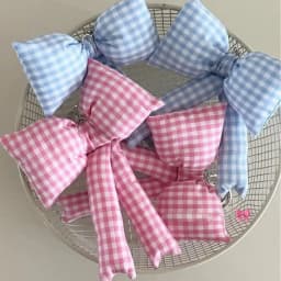 Y2K Pink Puff Grid Bowknot Bag Charms Keychain Trendy 3D Bowknot Keyring Pink Blue Plaid Bow Handbag Pendant Fashion Accessories
