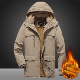 Men Winter Parka Down Jackets Military Windproof Hooded Parka Male Fur Collar Fleece Parkas Men Fashion Casual Thick Jacket
