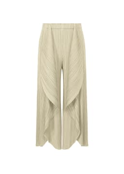 Miyake Pleated Elastic Waistband Flared Leaf Fold Pants