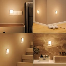 2pcs Night Light Socket with Motion Sensor, Night Light 3-Level Brightness Adjustment (On/Auto/Off), 2700K Warm White Night