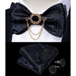 Exqusite Men's Self-tie Bowties Wedding Neck Ties For Man Accessories Cufflinks Hanky Brooch Set Red Black Yellow Blue Bowtie