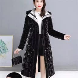 Thick Female Windproof Long Mother's Down Cotton Coat Women 2025New Winter Fashion Warm Slim Waist Wrapped Parkas Hooded Lace-Up