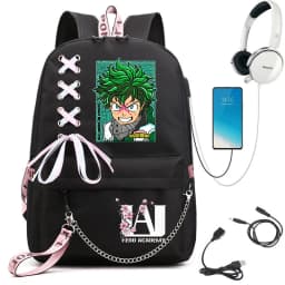 My Hero Academia Anime Print Student Backpack with Webbing Straps Girls School Bag Lightweight Casual Daypack
