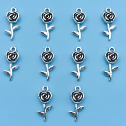 10/24Pcs/Pack Romantic Vintage Rose Flower Chaems Alloy Small Pendants for Jewelry Making Findings Crafting Accessories