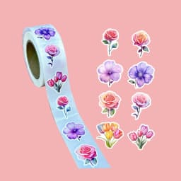 500Pcs/ 1 Rolls 2.5cm/1inch Beautiful Flowers Sticker Decoration Gift Box Sticker Label Stationery Sticker