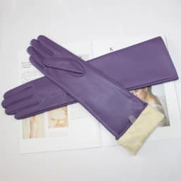New women's long sheepskin gloves Classic solid color at elbow Versatile windproof warm fleece driving leather gloves