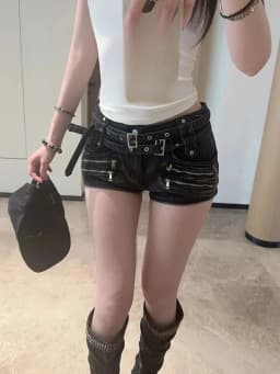 Streetwear Punk Multi Zipper Patchwork Vintage Gothic Cargo Denim Shorts Women Y2k Mini Hot Pants Slim Fit Short Jeans