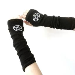 Punk Cross Pentacle Moon Pattern Long Fingerless Gloves Gothic Black Cuff Women Men Ninja Outdoor Cos Elbow Mittens Arm Warmers