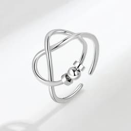 Vintage Round Beads Rotating Anti Stress Ring For Women Twisted Fidget Metal Spinner Anxiety Relief Spinning Ring Bague Femme