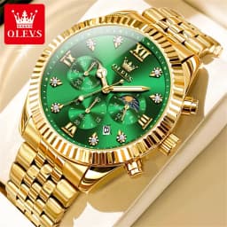 OLEVS 2932 High End Men's Watch Classic Lunar Phase Waterproof Stainless Steel Chronograph Watch Luxury Brand Quartz Men's Watch