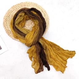 Fashionable Trend Gradient Blue Fold Shawl Soft Retro Pleated Long Scarf Sunscreen Scarf Spring Summer