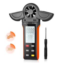 Digital Anemometer Wind Speed Meter, 6-in-1 Wind Gauge for Velocity/Temperature/Relative Humidity, Auto-Off with Data Hold