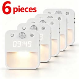 Motion Activated Night Light Illuminating Fixture with Clock Display with Built-in Clock Display Dimmable Hallway Light