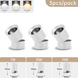 LED Downlights 3 Color Change Room Decor Fixture Foldable Spotlight Indoor Ceiling Lamp for Bedroom Living Room Kitchen Led Spot