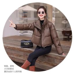 Solid Color Windproof Cropped Puffer Jacket Women Winter Thick Short Coat Warm Coat Fluffy Parka Vintage Tops Women's Clothing