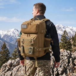 45L Large Capacity Tactical Gym Backpack Sports Backpack with Dual Water Bottle Cup Holders Outdoor Camping Fitness Gear Storage Backpack for Workout Training Hiking Trekking Travel Sports EDC Daily Carry Fitness Enthusiast Backpack Bag