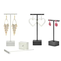 Modern Jewelry Earrings Display Stand Holder T Bar Rack Tower Metal Earring Bracket Organizer Ear Studs Hanging Storage Shelf