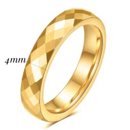 4MM/6MM Black Rose Gold Faceted Edge Dome Polished Tungsten Carbide Wedding Band Couple Rings for Women Men Size 5-12