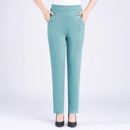 Plus Size Casual Women Elastic Basics Pencil Pants Straight Trousers OL Candy Colors High Waist Ankle-Length Pants Middle-aged