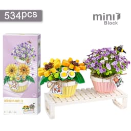 Mini Watering Can Potted Building Blocks Flower DIY Plant Bonsai Bouquet 3D Model Home Decoration Children's Assembled Toy Gift