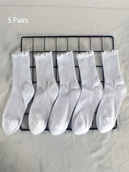 5/6/10 Pairs Women's Mid Socks Solid Color Breathable Comfortable In Autumn Winter Absorbing High-Quality Casual Socks Sports