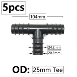 5pcs 16/20/25mm PE Pipe Barb Connector Straight Tee Elbow Plug Garden Water Hose Reducing Splitter Joint Drip Irrigation System