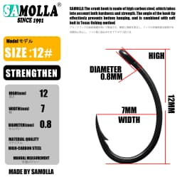50pcs Carp Fishing Hooks PTFE Coating High Carbon Stainless Steel Barbed Hooks Curved Wide Gape Barbed Strengthen Carp Hook