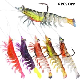 1PCS/5PCS/6PCS 12g 9cm 6 Colors Artificial PVC Shrimp Soft Fishing Lure Luminous Bait For Fishing Activity Lure with Hook