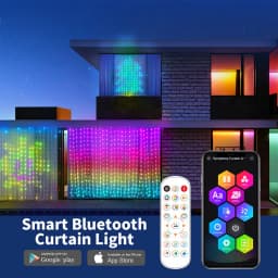 RGBIC Smart Curtain Led String Light 400 Leds Outdoor DIY Lights Pattern App Remote Control WS2812B Display Garland Decoration