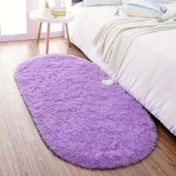 VIKAMA Long Plush Oval Area Rug Super Soft Fluffy Bedroom Bedside Rug Kids Room Nursery Dorm Floor Mat Home Decor