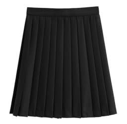 Black Midi Pleated Skirt Student Uniform Style JK Skirt Elastic Waist Polyester Fiber Casual Wear Summer Season