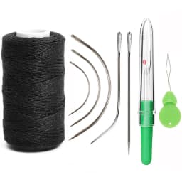 3 Rolls Hair Weaving Threads with 10 Pieces Sewing Needle Weaving Threads for Making Wigs Hand Sewing Hair Weft DIY