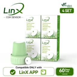 MicroTech LinX CGM 4 Sets Continuous Glucose Monitor 24h Real-time Blood Sugar Test No Finger Pricking Glucose Monitoring Kit