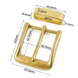 1Pc 40mm Men's Solid Brass Belt Buckle Black Leather Tab Metal Pin Buckles Head for Jeans Pants Keeper Waist Band Fastener