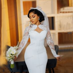 Civil Wedding Dresses for Bride 2026 O-Neck Full Sleeve Tea Length Aso Ebi Nigeria Lace Bridal Reception Dresses Customized