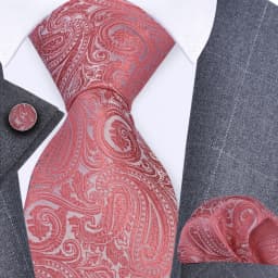 GUSLESON 8cm Blue Black Pink Men Ties Pocket Square Cufflinks Set Paisley Silk Necktie Wedding Business Gift Tie Accessories