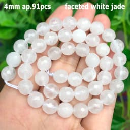 44 Types White Chalcedony Jade Agate Bead Natural Stone Rondelle Cube Faceted Loose Beads for Jewelry Making Bracelets Accessory