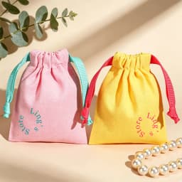 50pcs Custom Logo Cotton Drawstring Bag Personalized Jewelry Wedding Favor Gift Pouch for Fuse Beads Keychain Cosmetic Packaging