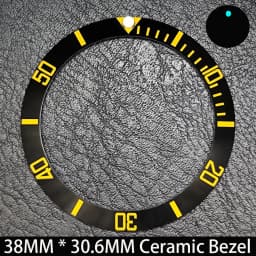 Sloping 38mm * 30.6mm Ceramic/Aluminum Blue Luminous Bezel GMT and Diving Watch Insert Fit for 40mm Watch Case Replacement Watch