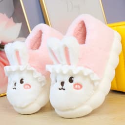 White Rabbit Hare Slippers Women's Cute Animal Platform Home Mules Shoes Girls Bedroom Plush Slides Slipper Ears Indoor Shoes