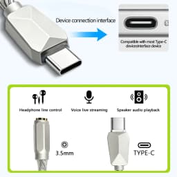 USB C DAC Type-C to 3.5mm Headphoner Amplifier 32Bit 384KHz Dongle DAC KT02H20 HIFI Audio Decoding Adapter Amp