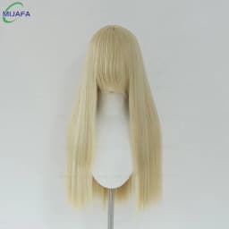 Very High Quality 400g 48 Colors 24Inch 60cm Long Straight Cosplay Wig With Bangs Heat Resistant Hair Anime Wigs + Wig Cap