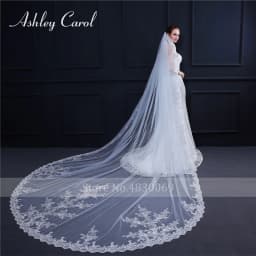 Ashley Carol Customized Wedding Veils With Comb Lace custom made length Cathedral Wedding Veil Wedding Accessories