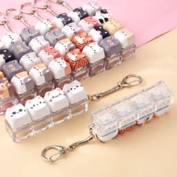 Kawaii Cat Relax 4-Key Keyboard Button Fidget Toy Mini Fidget Keychain Portable Stress Relief Toy Bag Charm Decompression Toy