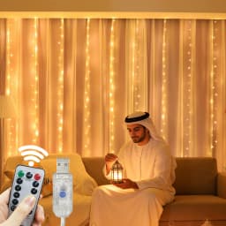 USB LED Curtain String LightsRemote Festoon 8 Modes Garland Lamp Wedding Outdoor Bedroom Muslim Ramadan Decorations EID Mubarak