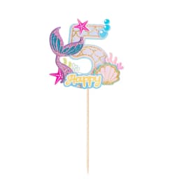 0-9 Digital Glitter Mermaid Tail Cake Topper Little Mermaid Party Cupcake Toppers Happy Birthday Cake Decor DIY Baking Supplies