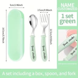 2pcs, Any Name Cutlery Set Easter Gifts,For Boys and Girls,School Lunch,Birthday Gifts,Christmas Gifts,Custom Engraved Custom