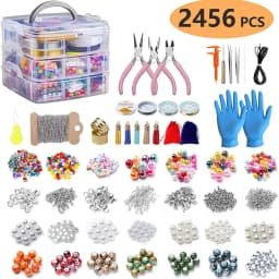 2456-Piece Deluxe DIY Bead Jewelry Making Kit - Includes Beads, Findings, and Accessories for Creating Unique Bracelets, Necklac