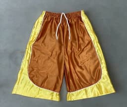 Retro Contrasting Bright Seven inch Mid Length Pants with Drawstring and Elastic Waistband, Wide Legs, Loose Fit Sports Shorts